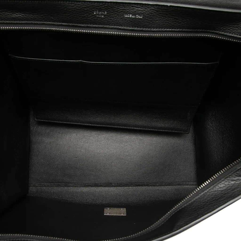 Celine Large Drummed Calfskin and Suede Trapeze Satchel Black Leather Very good - Model View