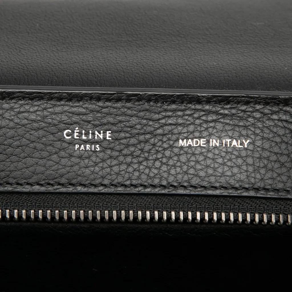 Celine Large Drummed Calfskin and Suede Trapeze Satchel Black Leather Very good - Box View