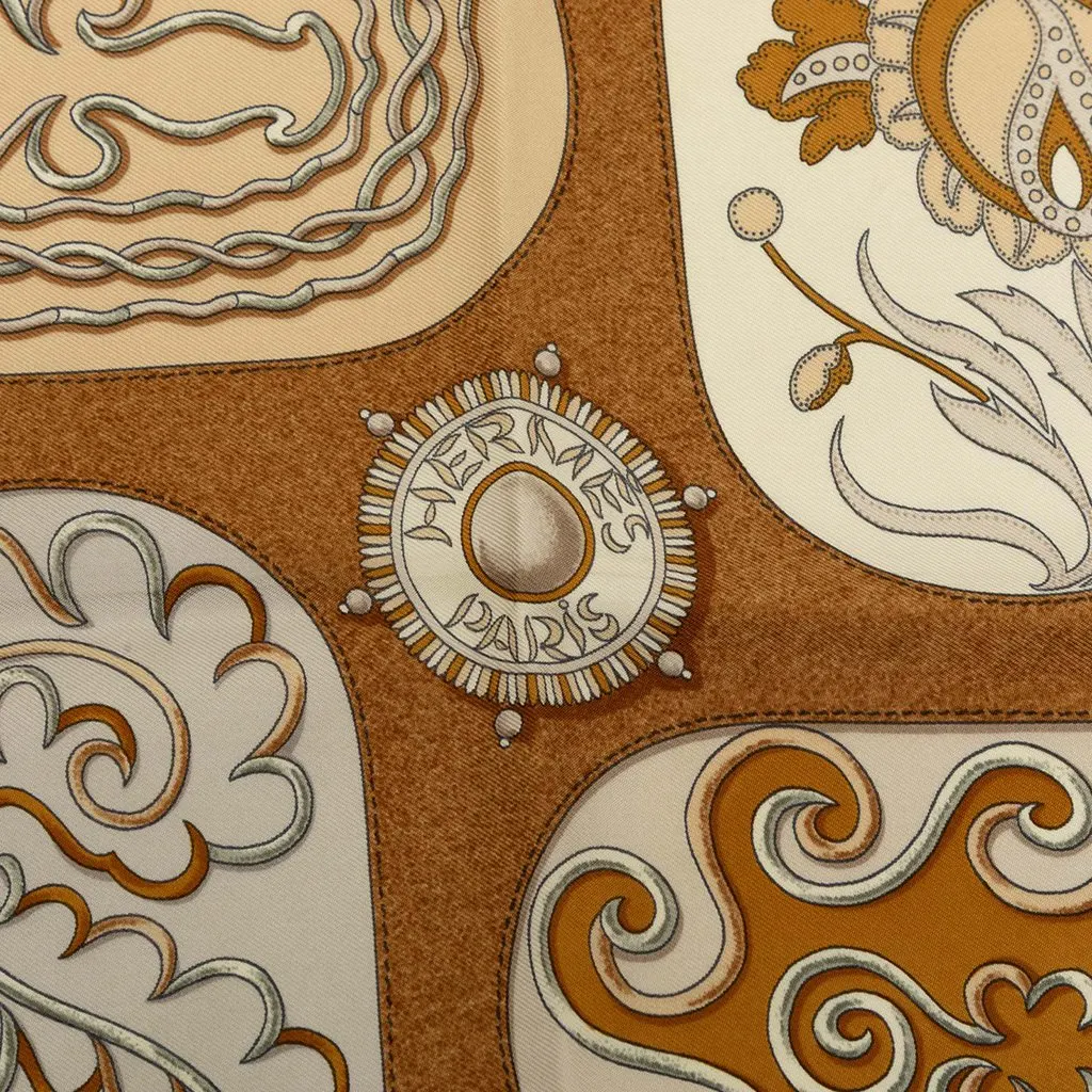 Hermès Festival des Amazones Silk Scarf 90 Beige Silk Good - Model View