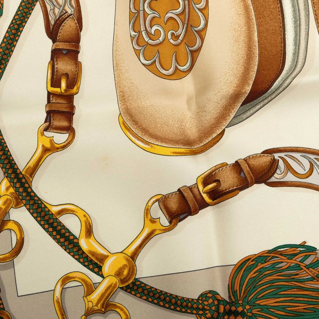 Hermès Festival des Amazones Silk Scarf 90 Beige Silk Good - Box View