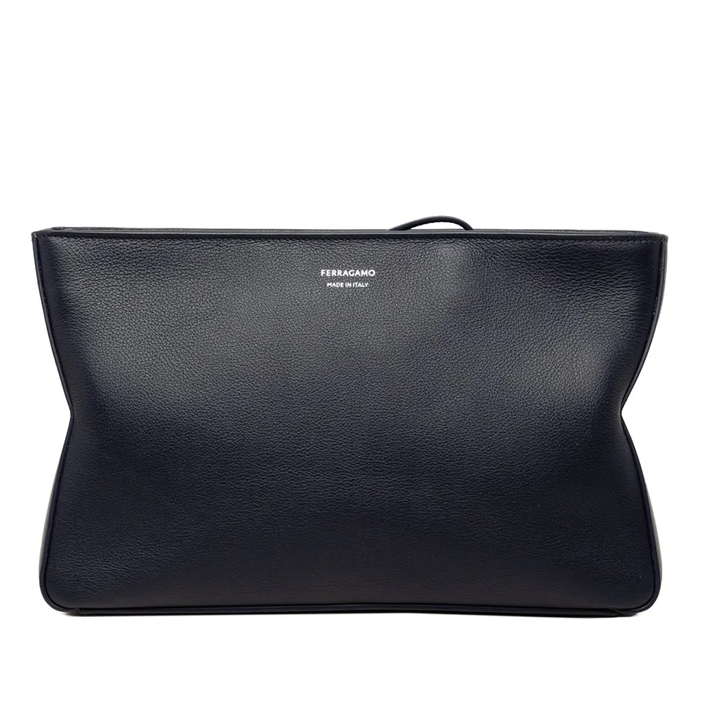 Salvatore Ferragamo Leather Soft Pouch Blue Leather Very good - Front View