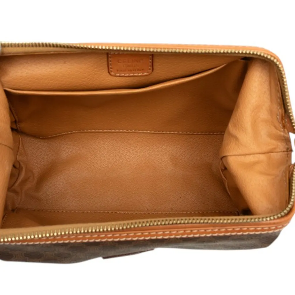 Celine Macadam Coated Canvas Clutch Brown Canvas Good - Model View