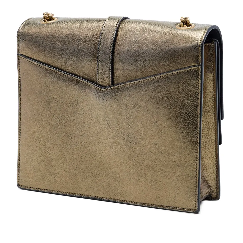Saint Laurent Medium Metallic Leather Monogram Sulpice Crossbody Brown Leather Very good - Back View