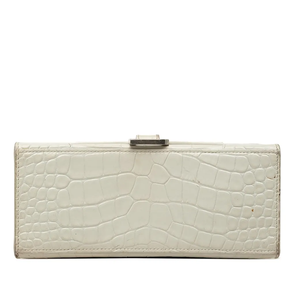 Balenciaga Small Croc Embossed Leather Hourglass Top Handle Bag White Leather Very good - Inside View