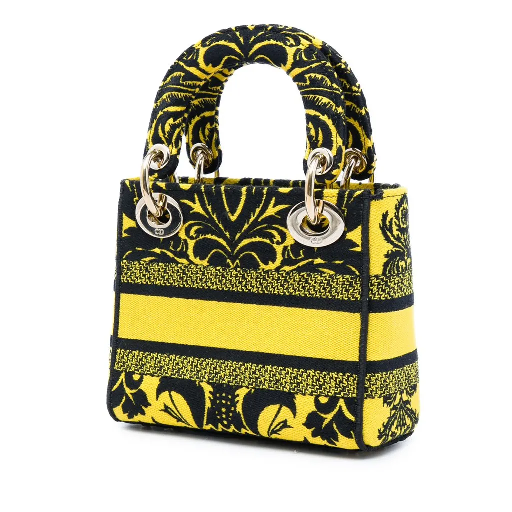 Dior Mini Embroidered Canvas Petites Fleurs Lady D Lite Yellow Very good - Back View
