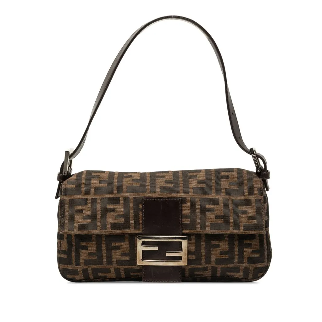 Fendi Zucca Canvas Baguette Brown Canvas Good - Front View