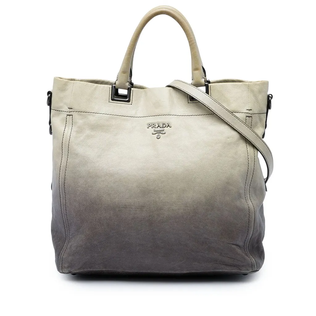 Prada Ombre Glace Calf Tote Beige Leather Very good - Front View