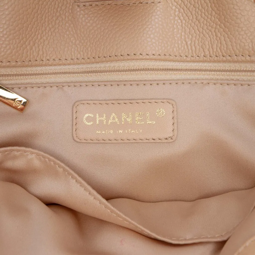 Chanel Caviar Petite Shopping Tote Beige Leather Very good - Box View