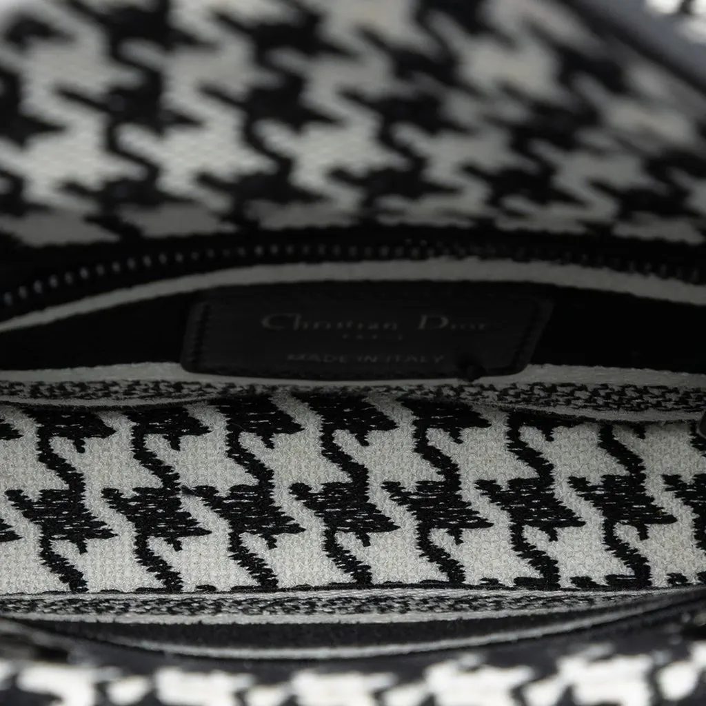 Dior Mini Embroidered Canvas Houndstooth Lady D Lite White Very good - Model View
