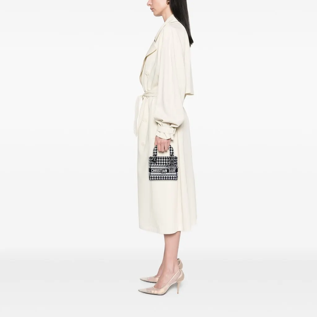 Dior Mini Embroidered Canvas Houndstooth Lady D Lite White Very good - Box View