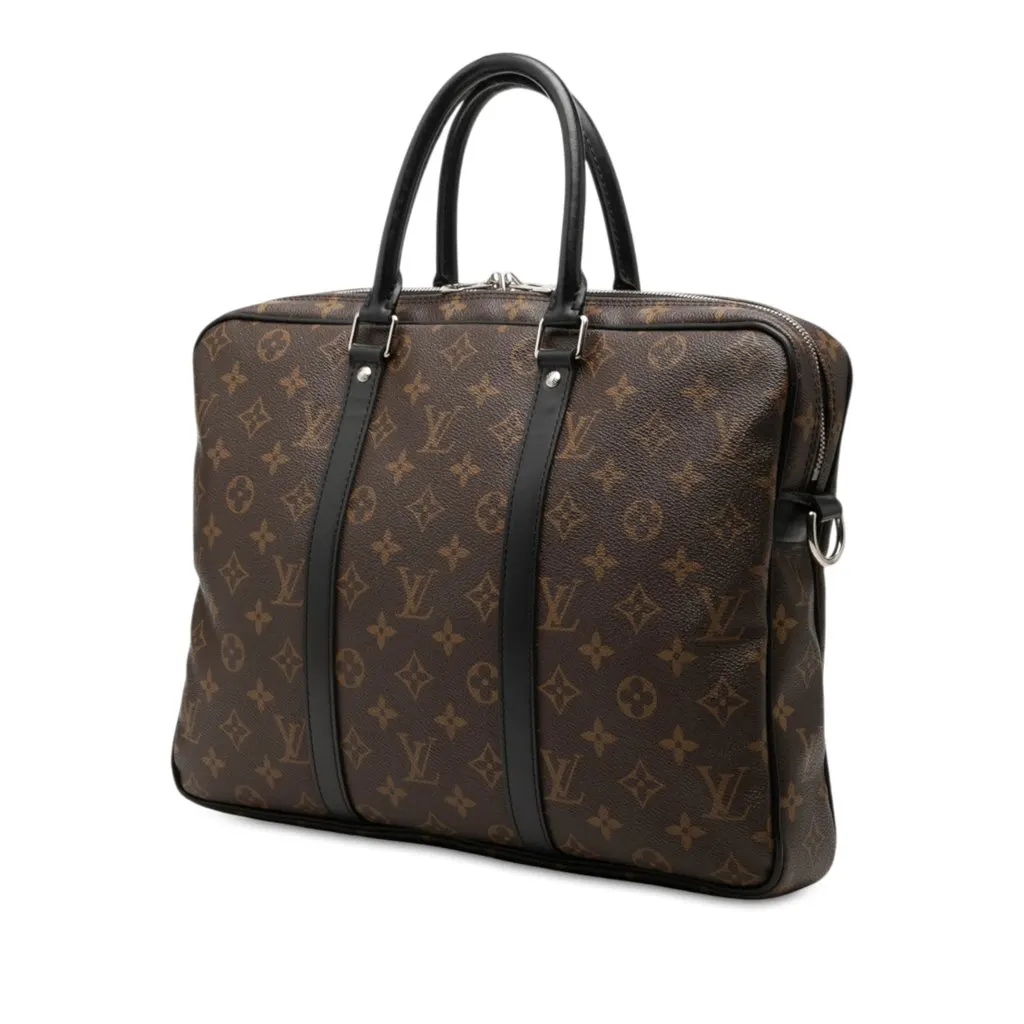 Louis Vuitton Monogram Macassar Porte Documents Voyage Brown Very good - Back View