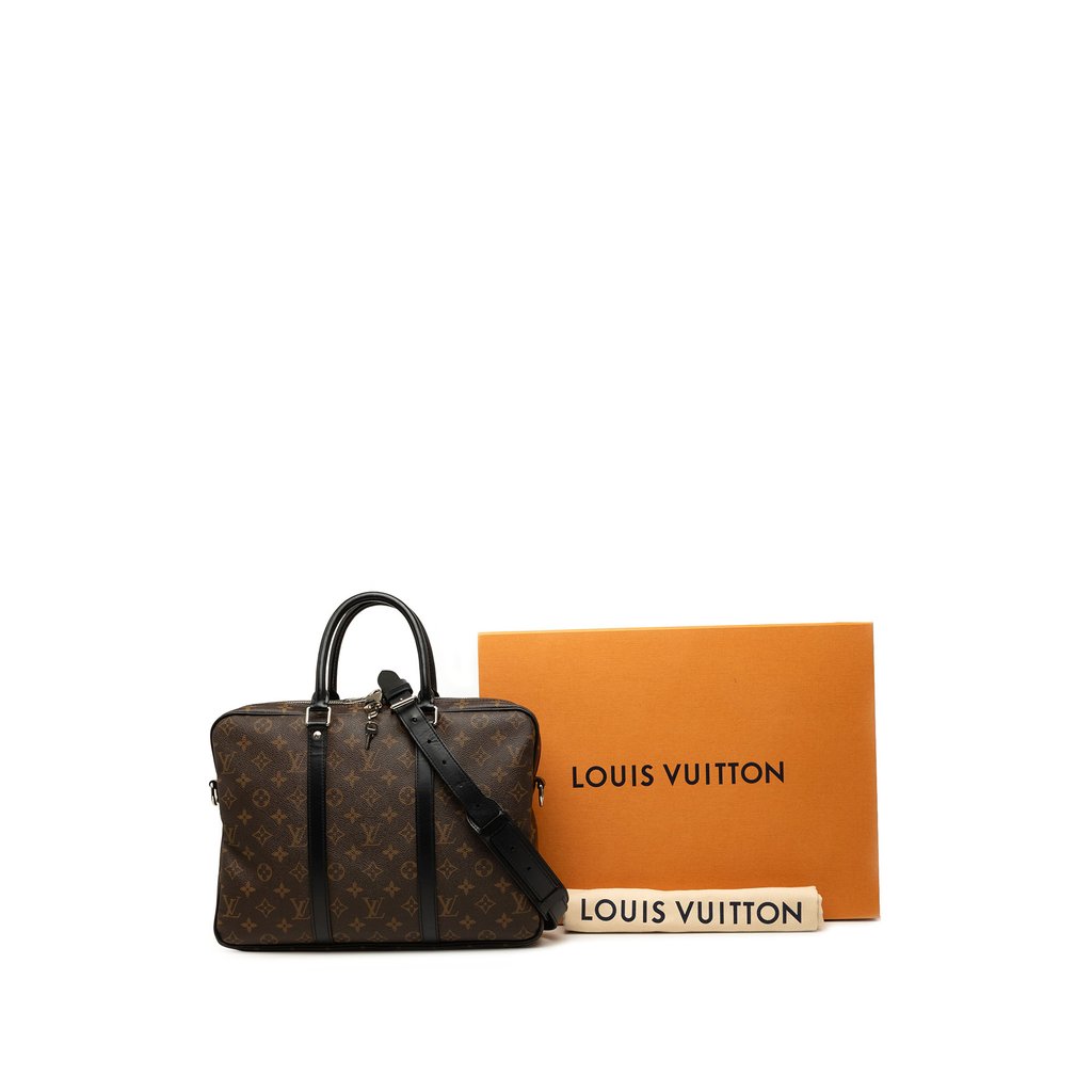 Louis Vuitton Monogram Macassar Porte Documents Voyage Brown