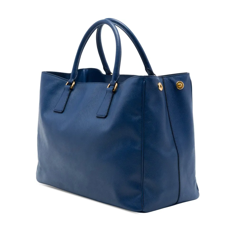 Prada Large Saffiano Lux Gardeners Tote Blue Leather Very good - Back View