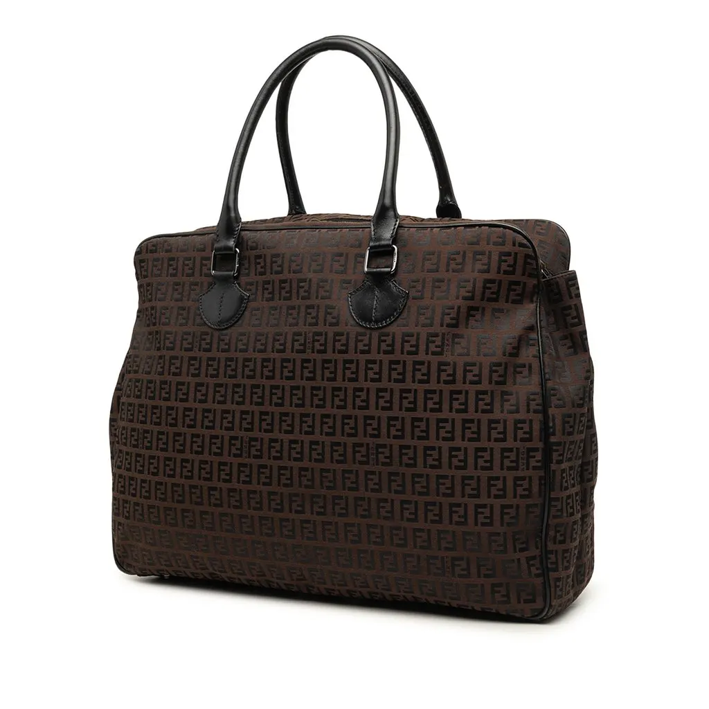 Fendi Zucchino Canvas Business Bag Brown Very good - Back View