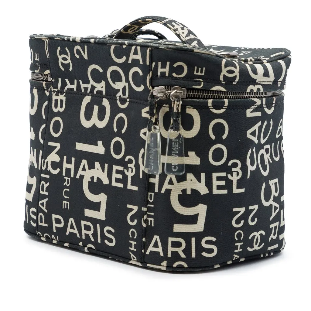 Chanel By the Sea Line Coco Print Canvas Vanity Bag Black Very good - Back View