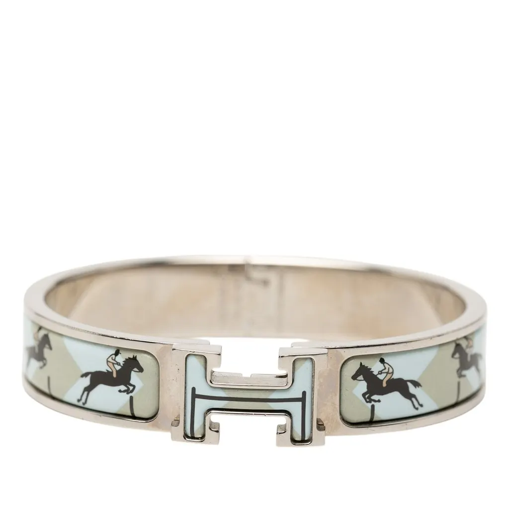 Hermès Narrow Enamel  Les Allures Clic H Bracelet PM Blue Very good - Front View