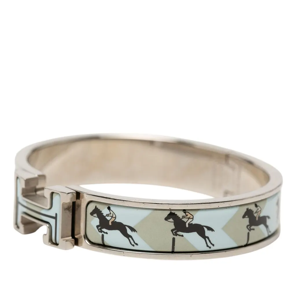 Hermès Narrow Enamel  Les Allures Clic H Bracelet PM Blue Very good - Back View