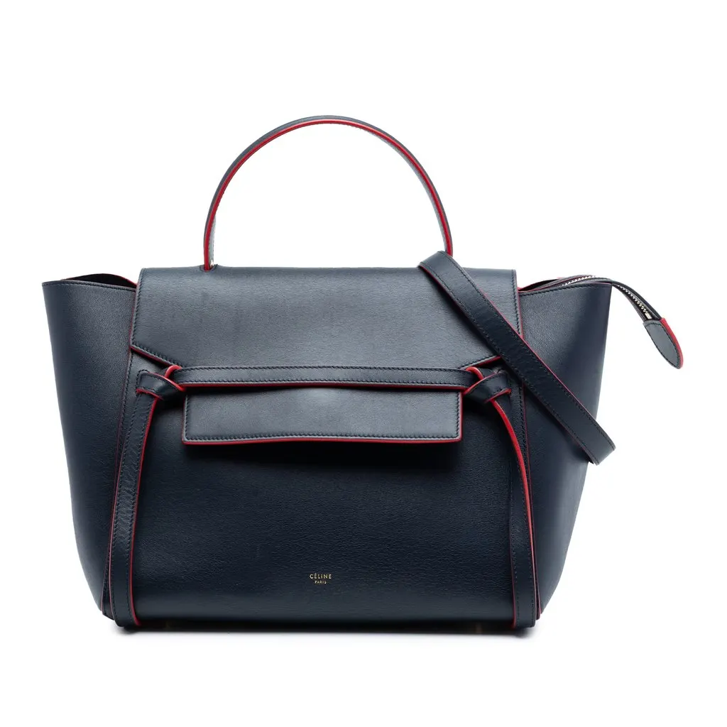 Celine Mini Smooth Calfskin Belt Bag Blue Leather Very good - Front View