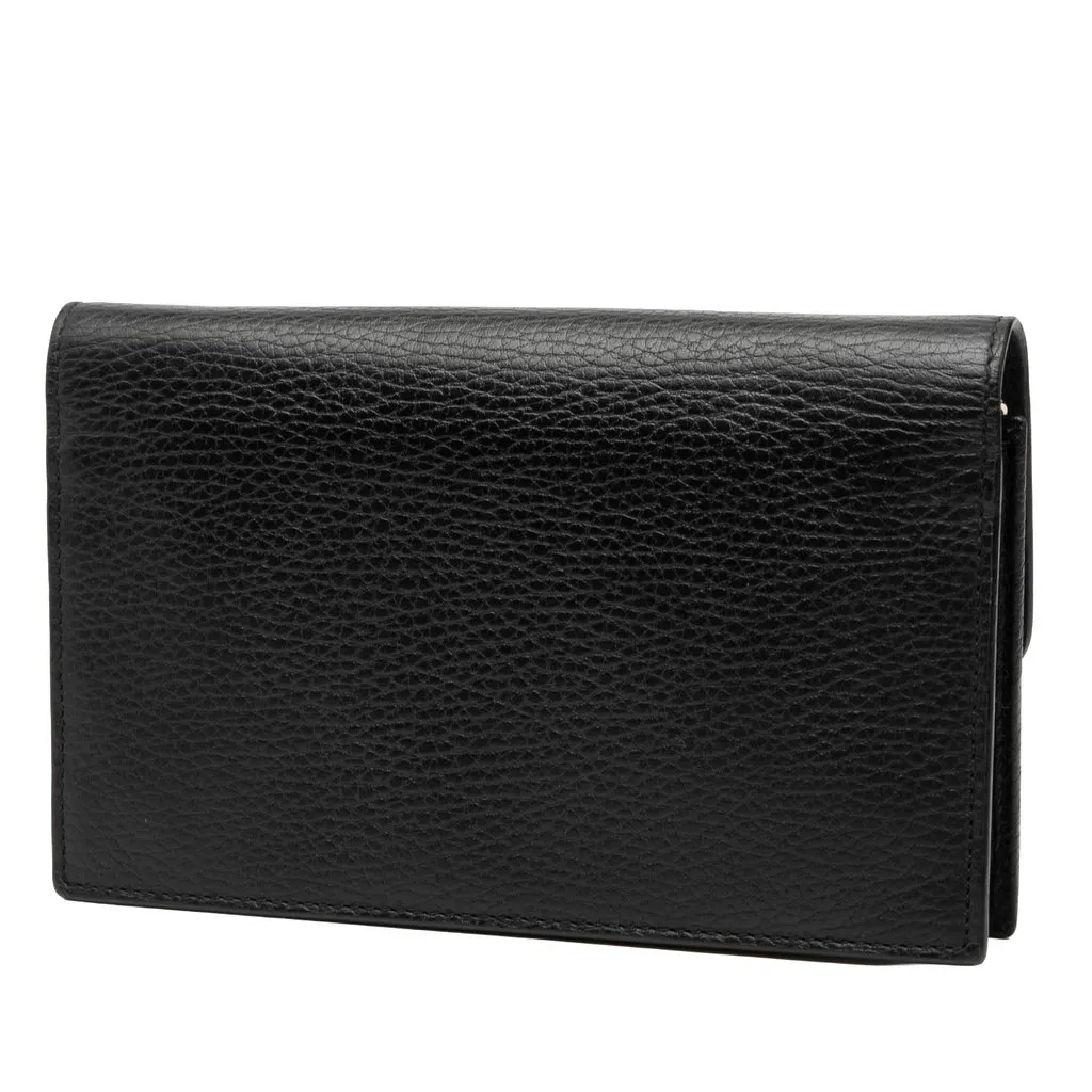 Gucci Leather Interlocking G Dollar Wallet on Chain Black Leather Very good - Back View
