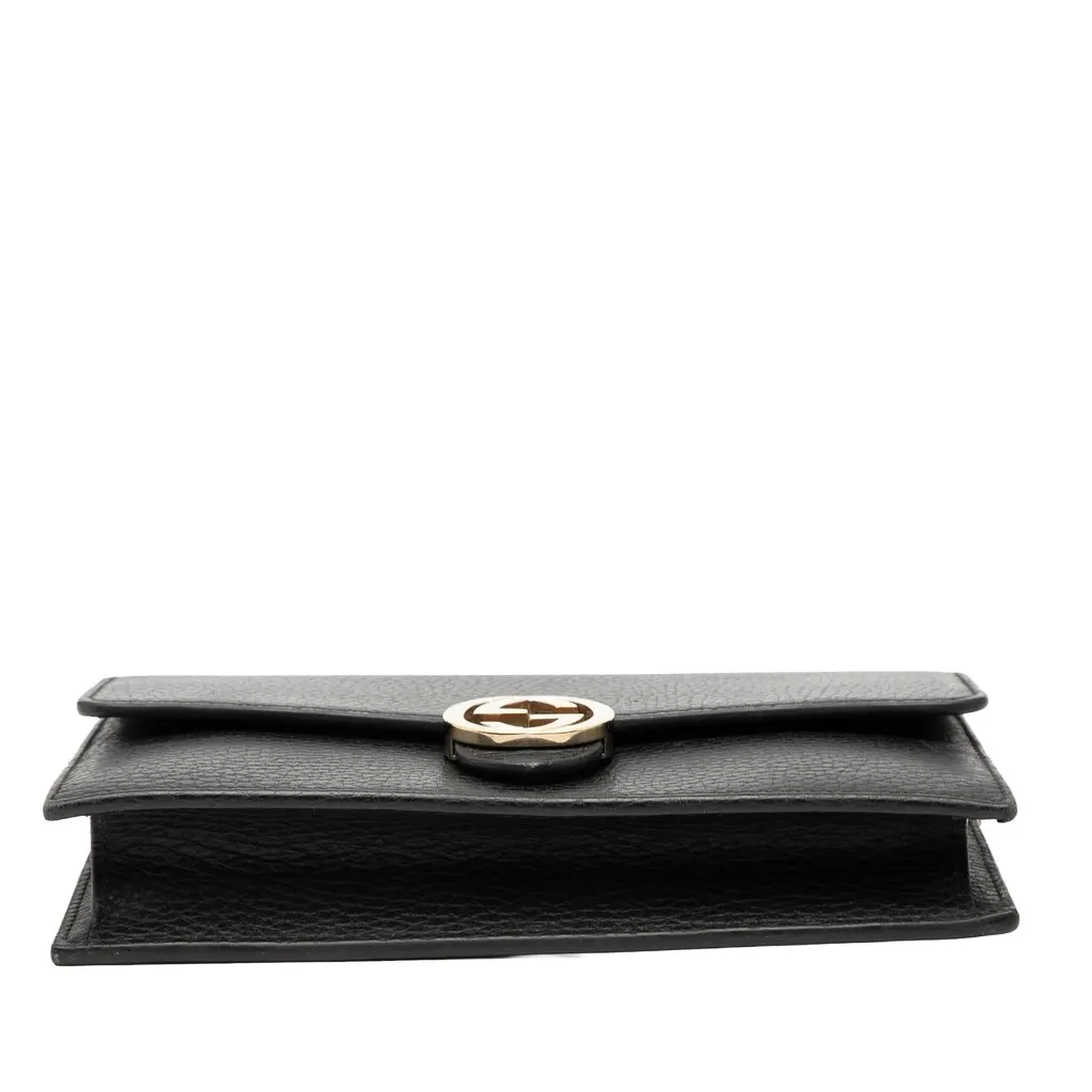 Gucci Leather Interlocking G Dollar Wallet on Chain Black Leather Very good - Inside View