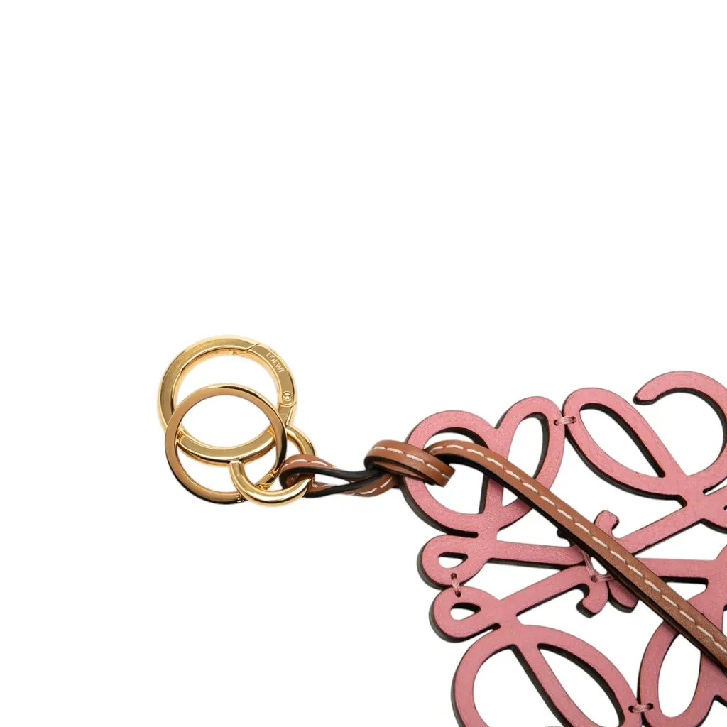 Loewe Leather Anagram Key Ring and Bag Charm Pink Leather Very good - Inside View