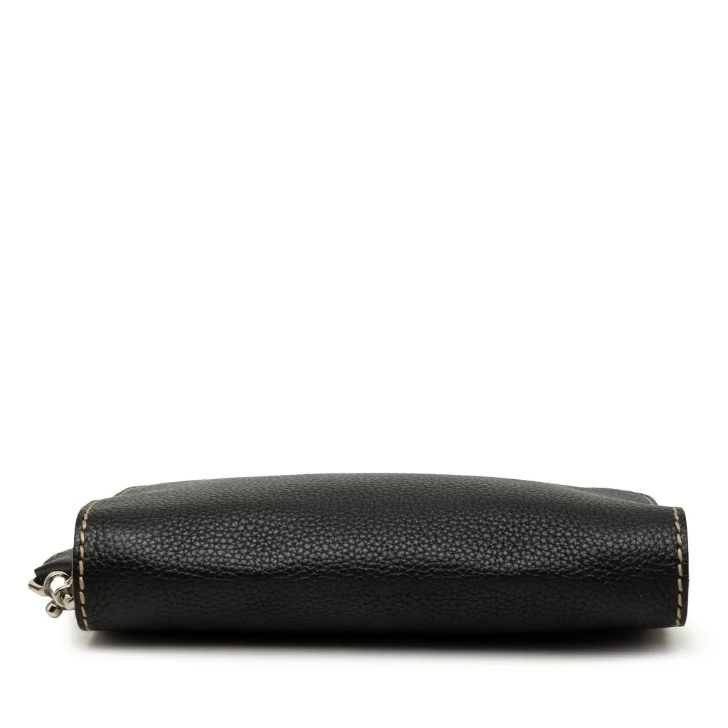 Fendi Cuoio Romano Selleria Zip Around Wristlet Pouch Black Leather Very good - Inside View