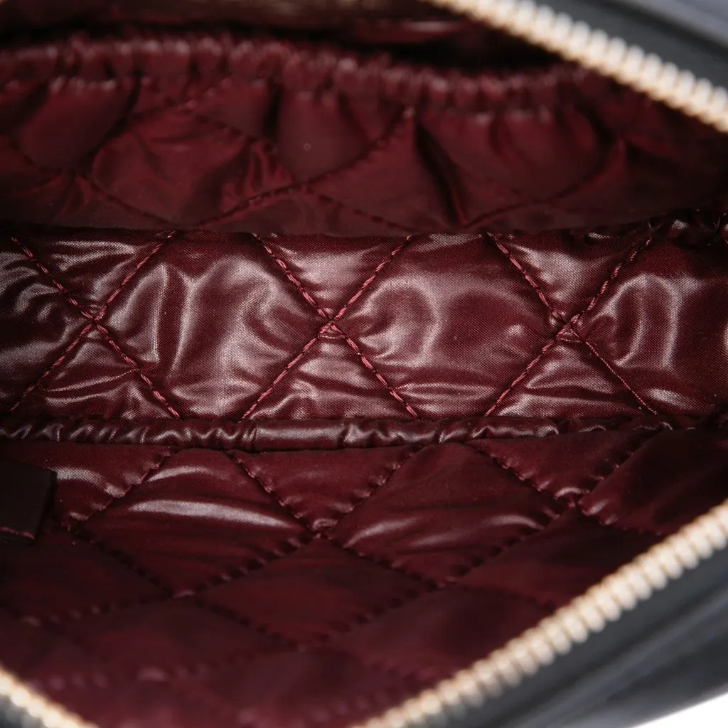 Chanel CC Quilted Lambskin Curvy Cosmetic Case Pouch Black Leather Very good - Model View