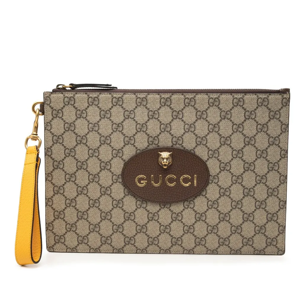 Gucci GG Supreme Neo Vintage Clutch Beige Very good - Front View