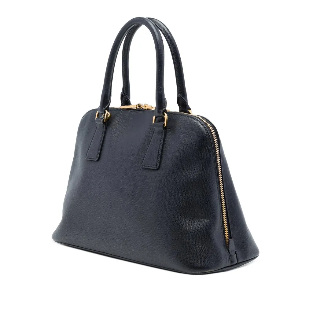 Prada Medium Saffiano Lux Promenade Satchel Black Leather Very good - Back View