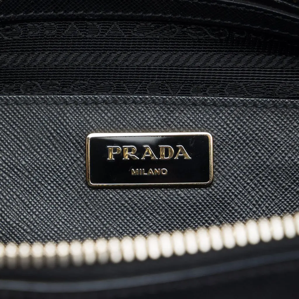 Prada Medium Saffiano Lux Promenade Satchel Black Leather Very good - Box View
