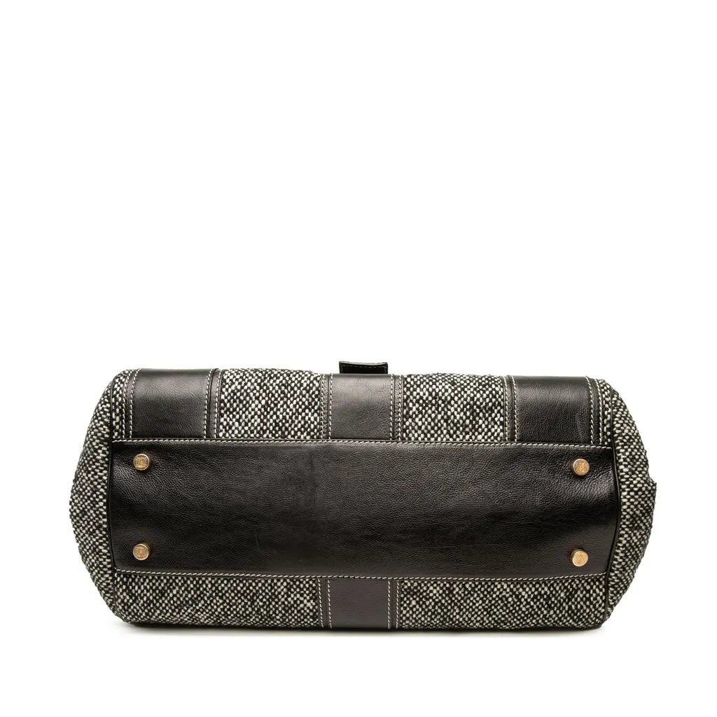 Celine Tweed and Leather Ella Frame Handbag Black Very good - Inside View