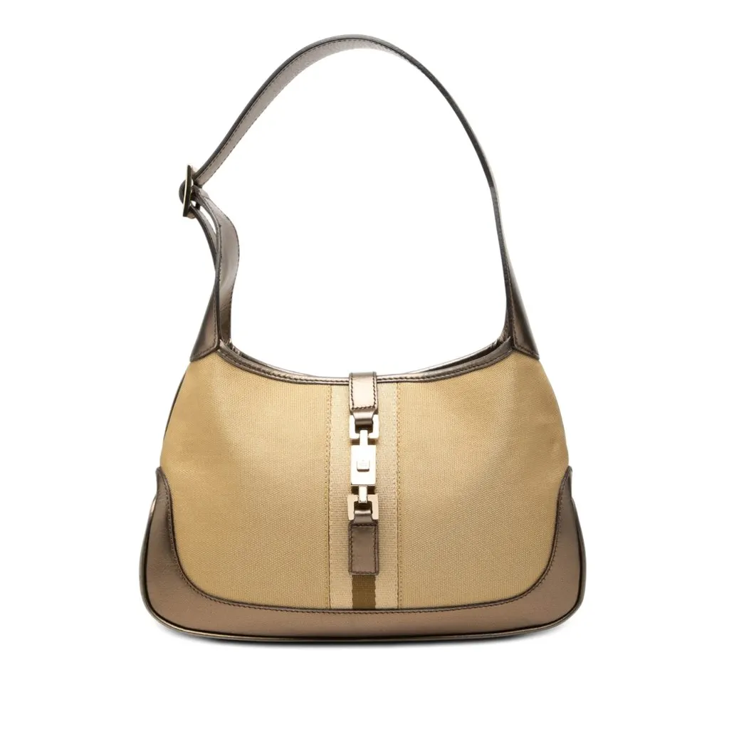Gucci Canvas Web Jackie Shoulder Bag Brown Very good - Front View