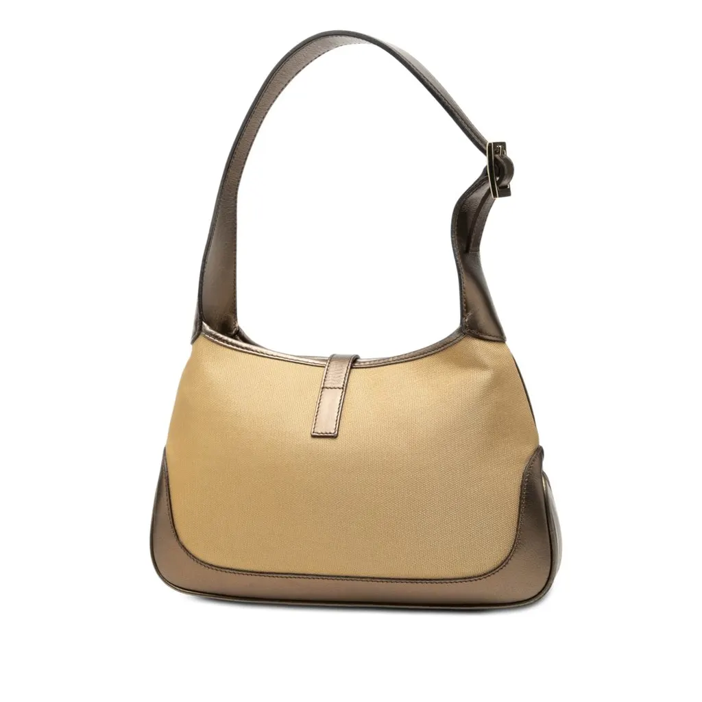 Gucci Canvas Web Jackie Shoulder Bag Brown Very good - Back View