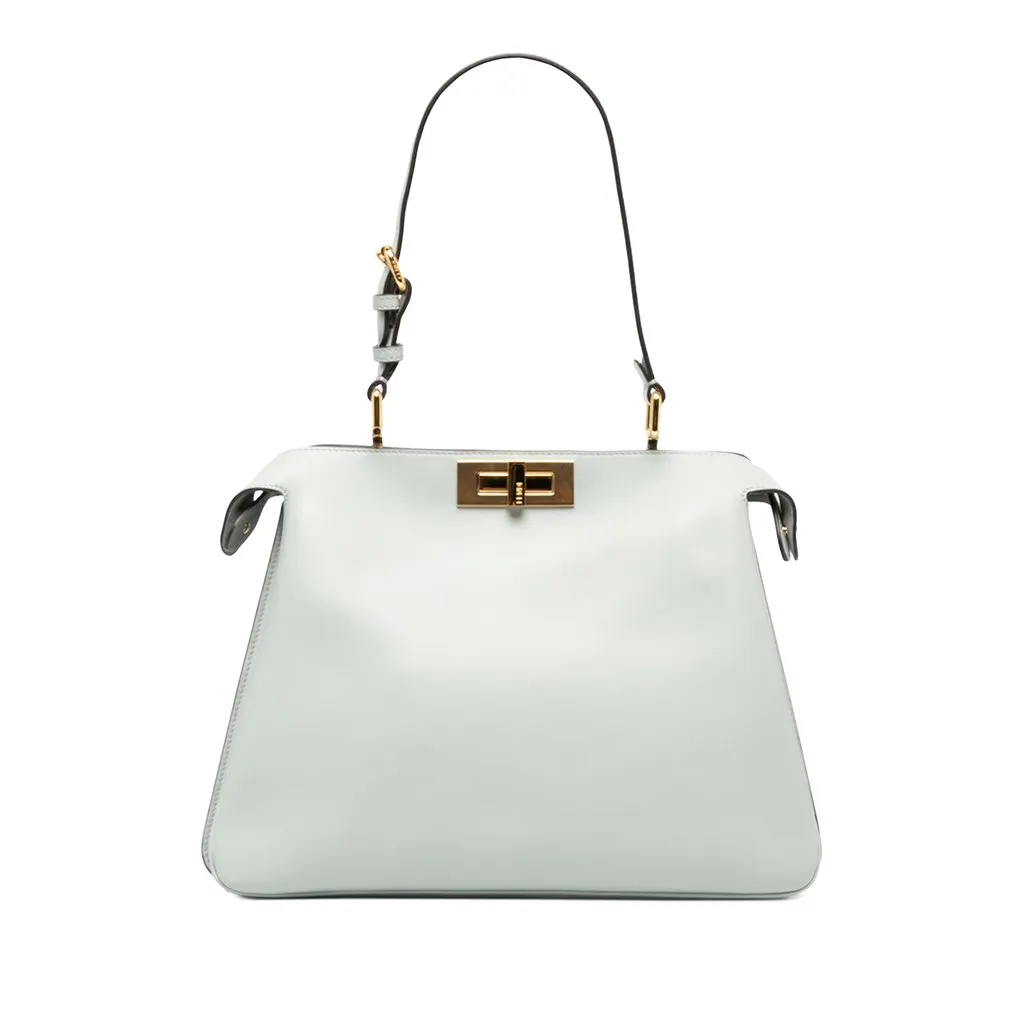 Fendi Medium Leather Peekaboo Soft Shoulder Bag Grey Leather Very good - Front View