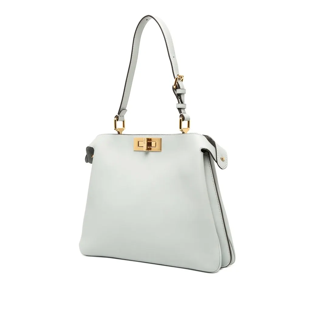 Fendi Medium Leather Peekaboo Soft Shoulder Bag Grey Leather Very good - Back View