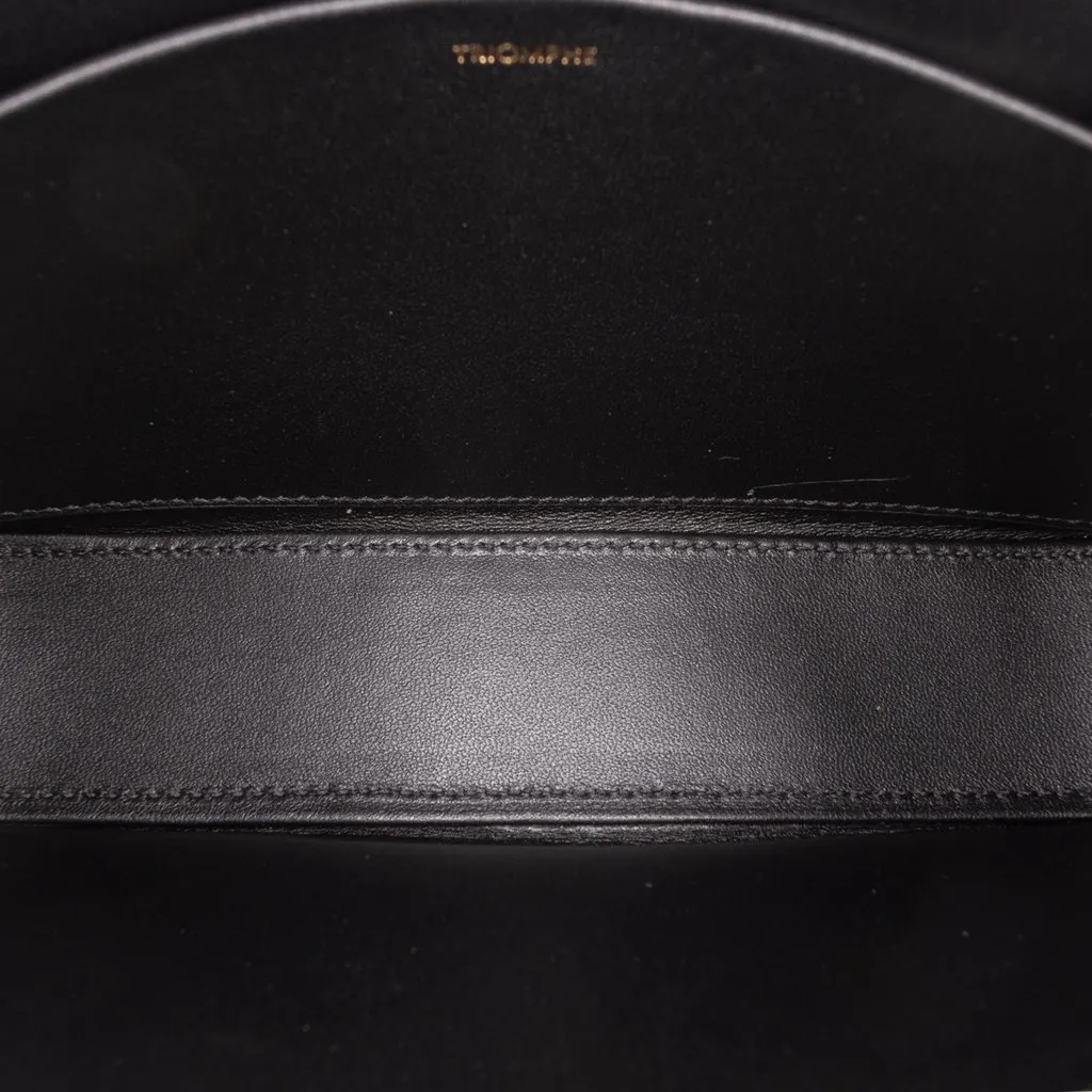 Celine Shiny Calfskin Triomphe Claude Shoulder Bag Black Leather Very good - Model View
