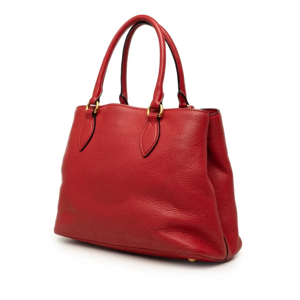 Prada Vitello Daino Open Convertible Tote Red Leather Very good - Back View