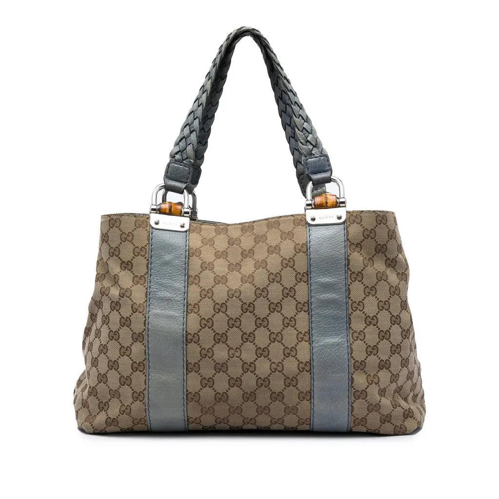 Gucci Medium GG Canvas Bamboo Libeccio Tote Beige Very good - Front View