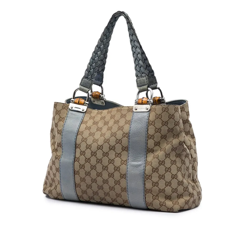 Gucci Medium GG Canvas Bamboo Libeccio Tote Beige Very good - Back View