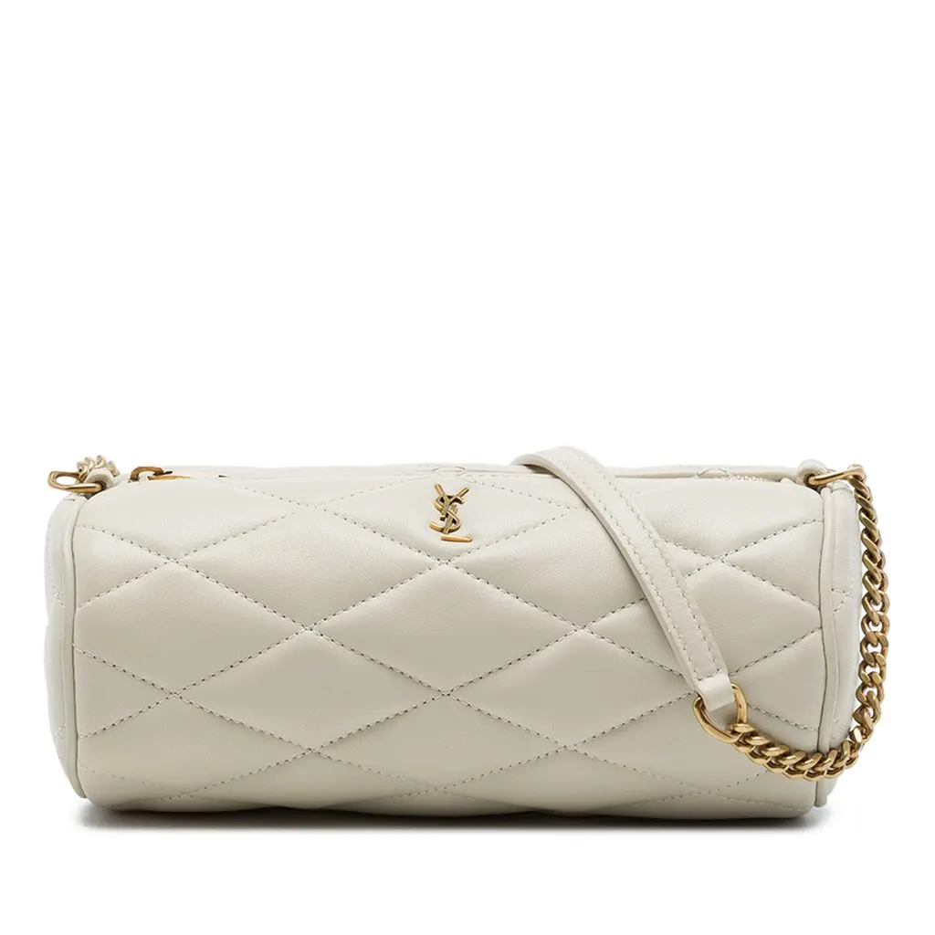 Saint Laurent Mini Quilted Lambskin Sade Tube Bag White Leather Very good - Front View