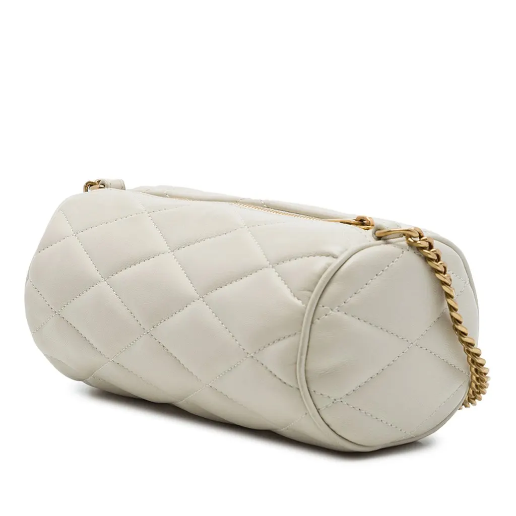 Saint Laurent Mini Quilted Lambskin Sade Tube Bag White Leather Very good - Back View