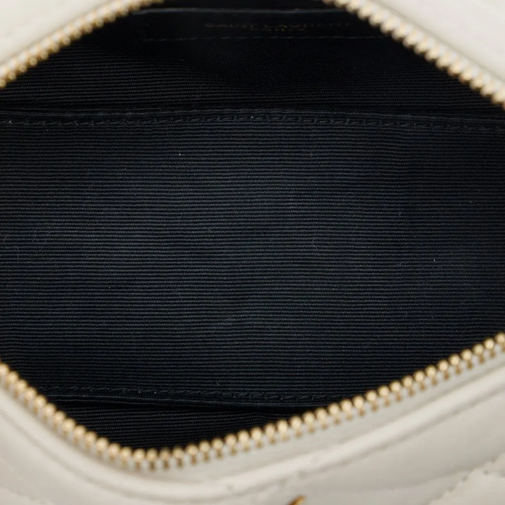 Saint Laurent Mini Quilted Lambskin Sade Tube Bag White Leather Very good - Model View