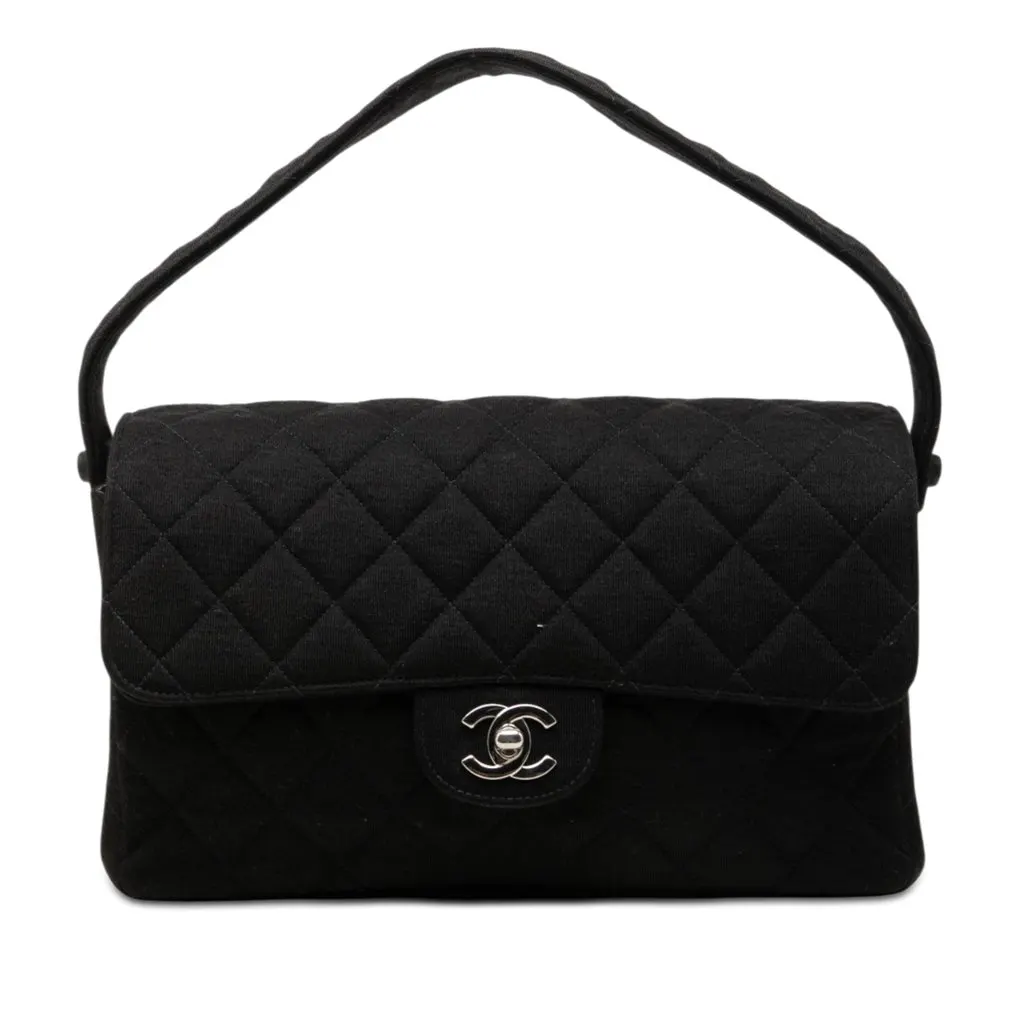 Chanel CC Quilted Jersey Double Sided Flap