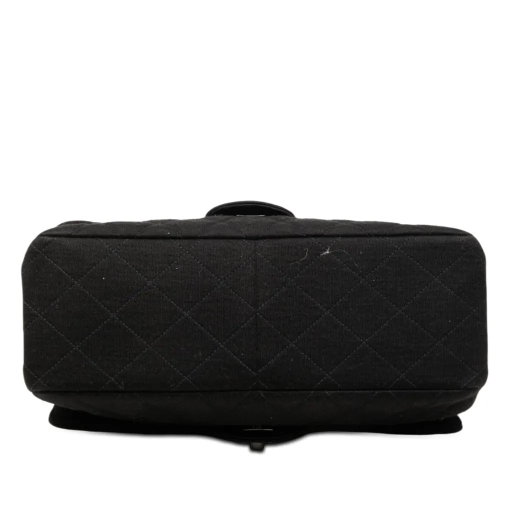 Chanel CC Quilted Jersey Double Sided Flap Black Cotton Very good - Inside View