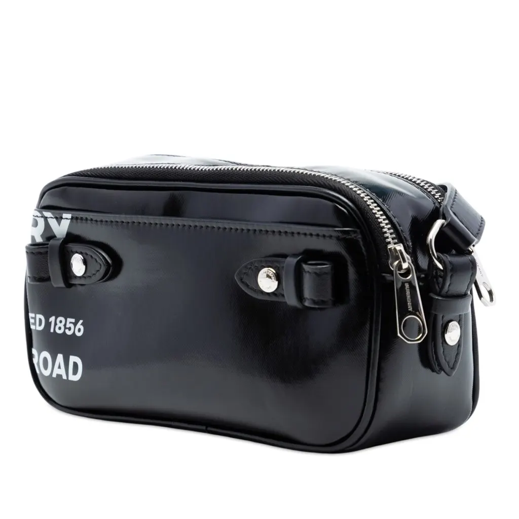 Burberry Coated Canvas Horseferry Camera Bag Black Very good - Back View