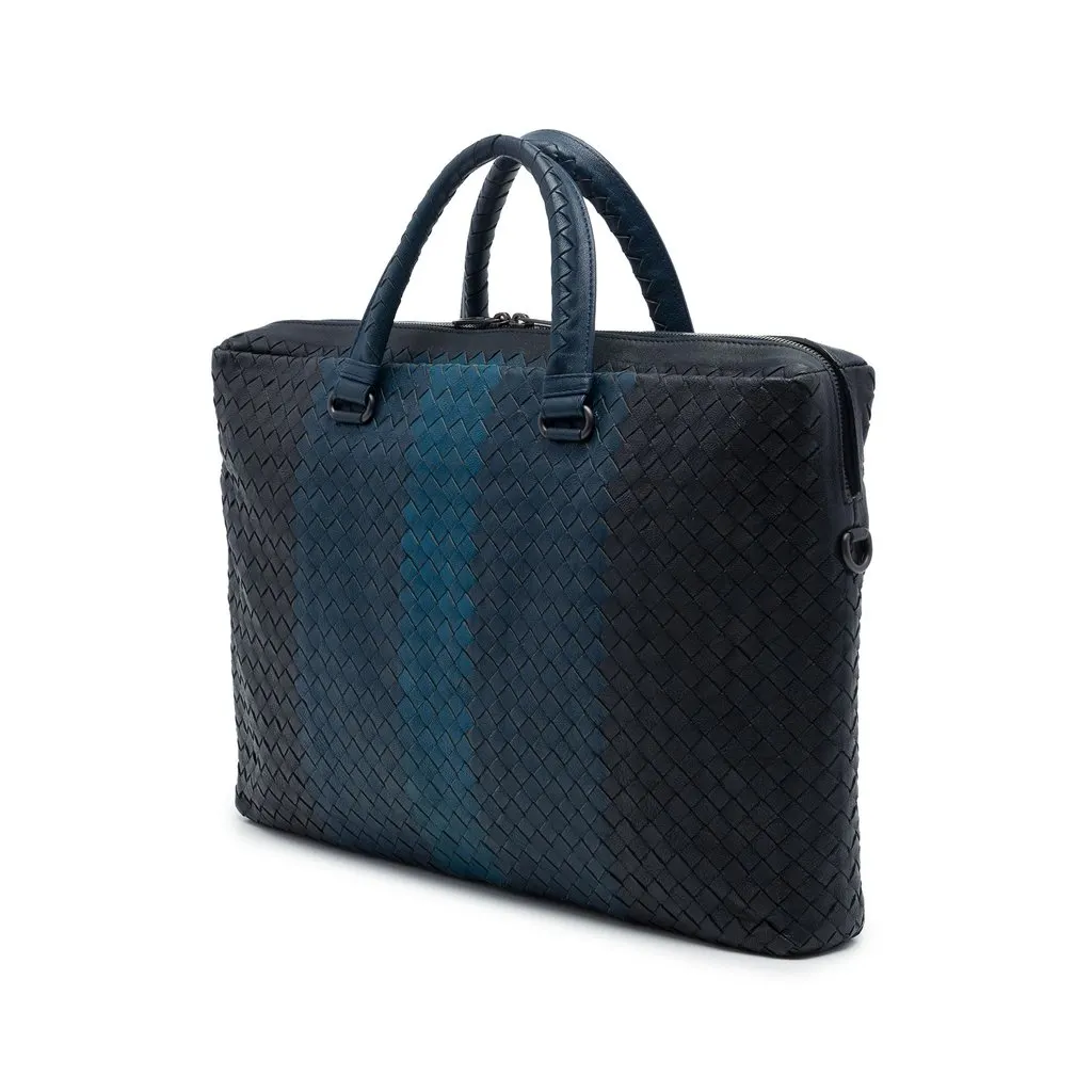 Bottega Veneta Nappa Intrecciato Club Fume Briefcase Black Leather Very good - Back View