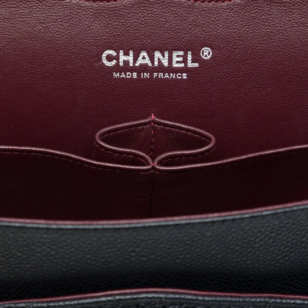 Chanel Jumbo Classic Caviar Double Flap Black Leather Good - Box View