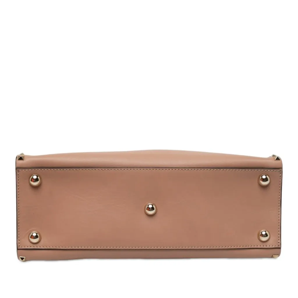 Valentino Leather Rockstud Dome Shopper Satchel Brown Leather Very good - Inside View