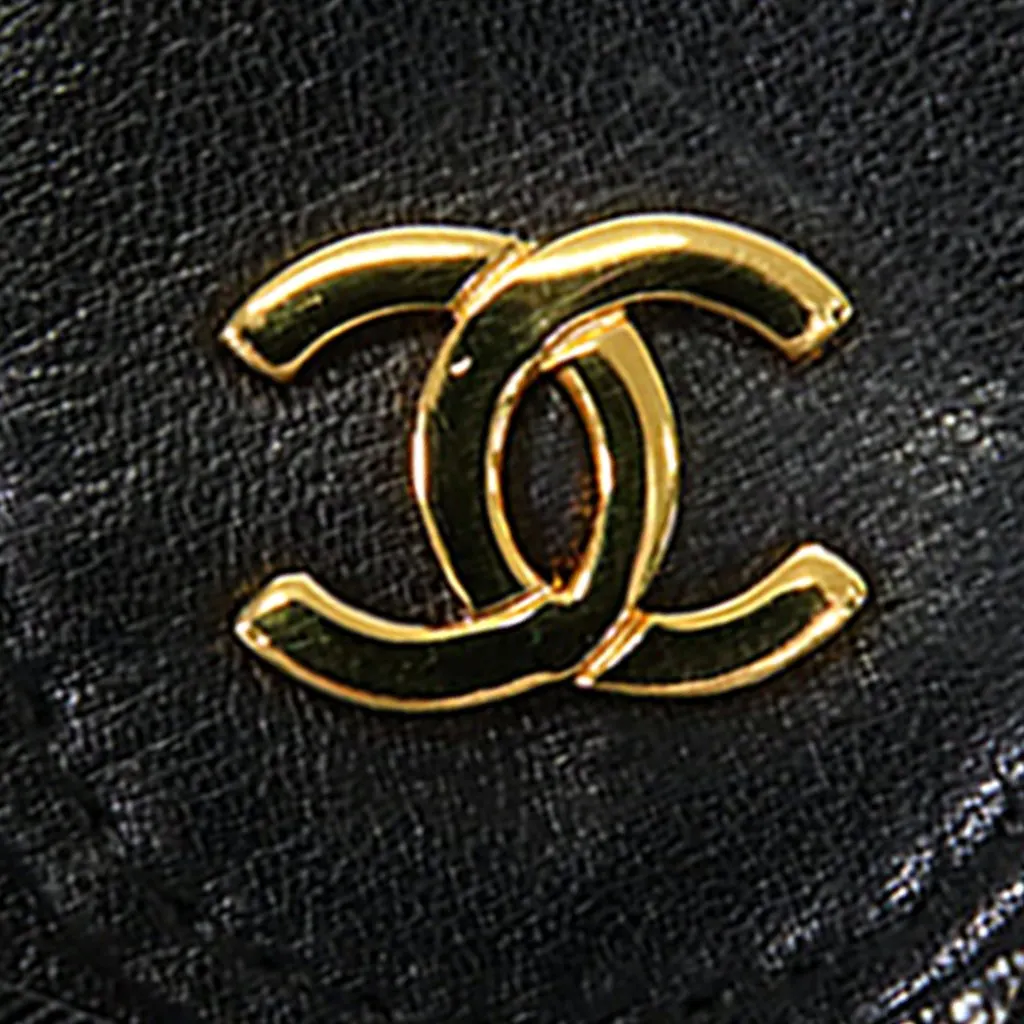 Chanel CC Quilted Lambskin Bifold Compact Wallet Black Leather Very good - Box View