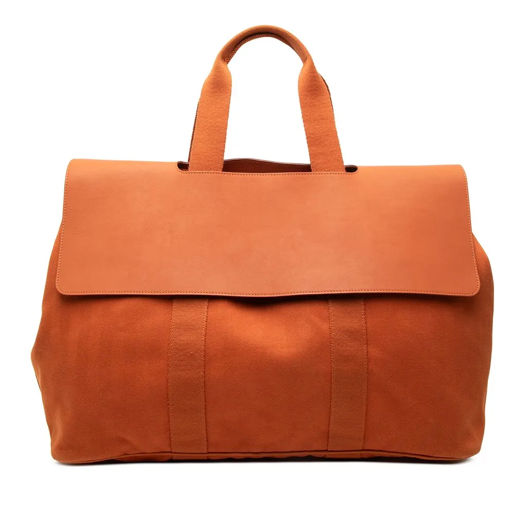 Hermès Toile and Swift Valparaiso GM Orange Canvas Good - Front View